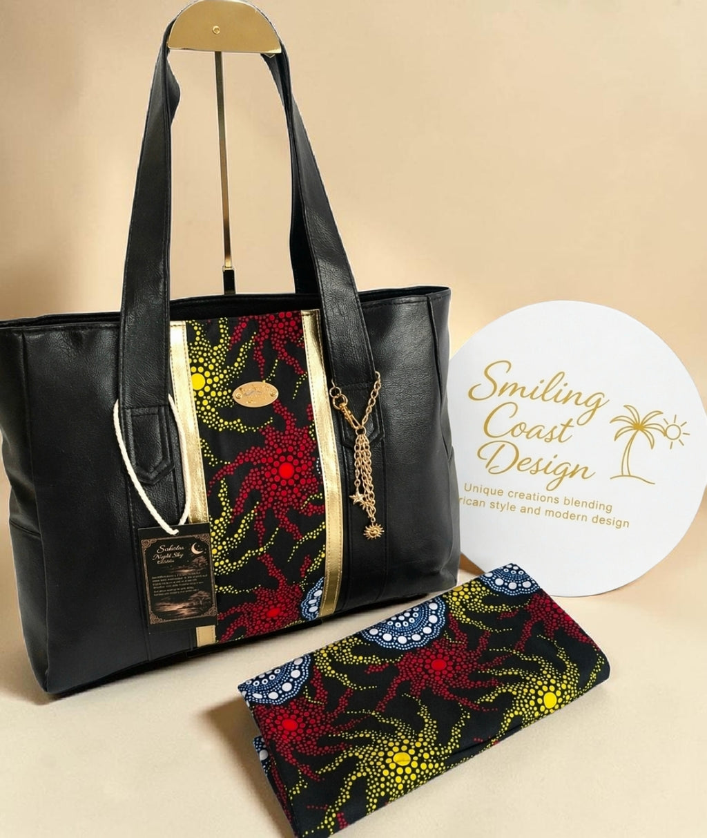 African waxprint/Vegan Leather Shopper bag (995 kr)