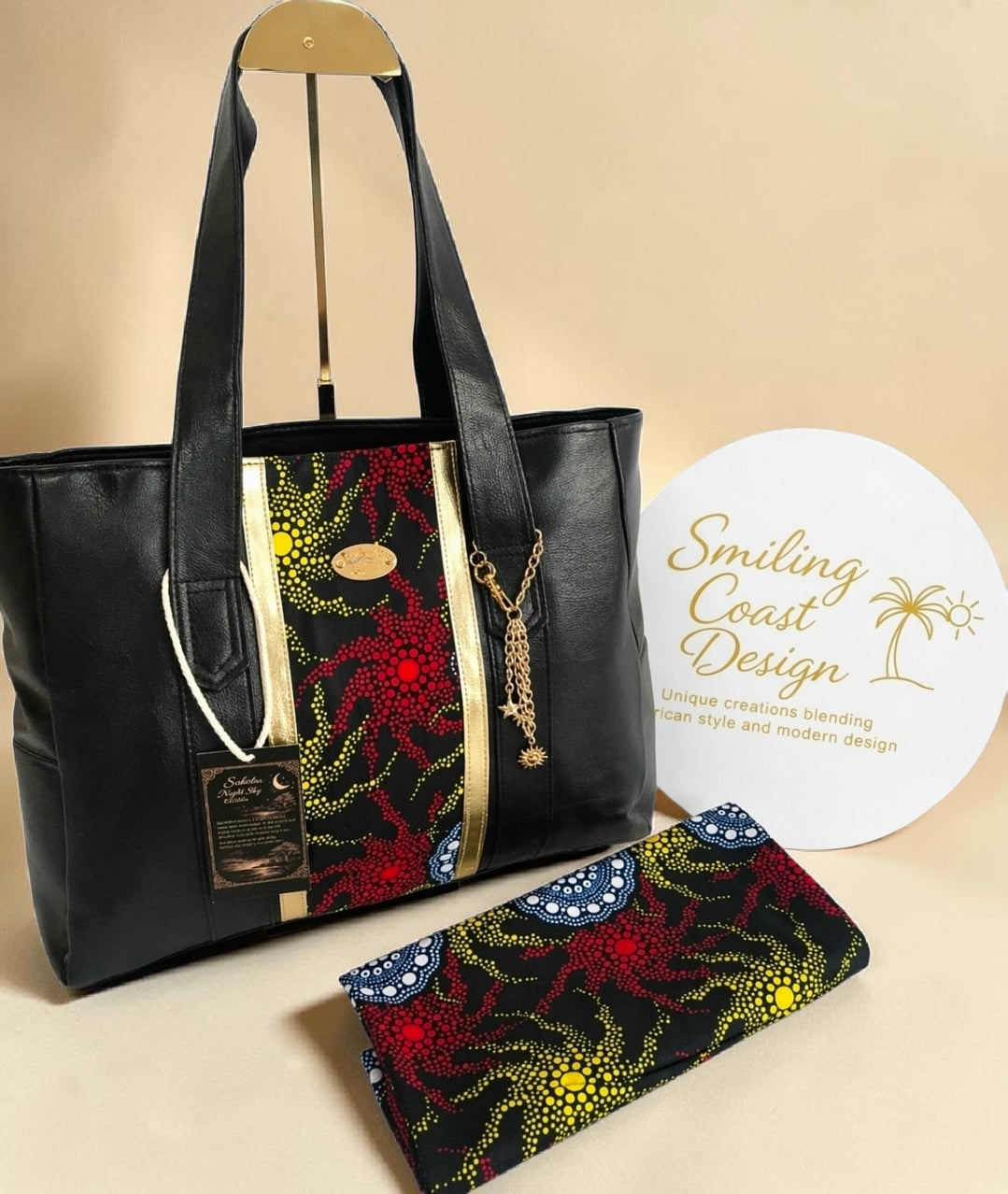 African waxprint/Vegan Leather Shopper bag (995 kr)