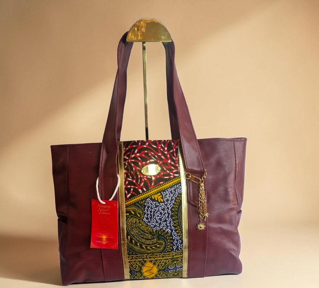 African waxprint/Vegan Leather -Shopper bag (995 kr)
