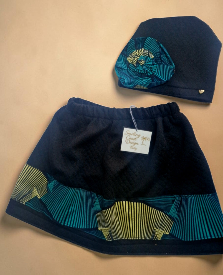 African Wax Print/ Baby Skirt & Hat Set (349 kr)