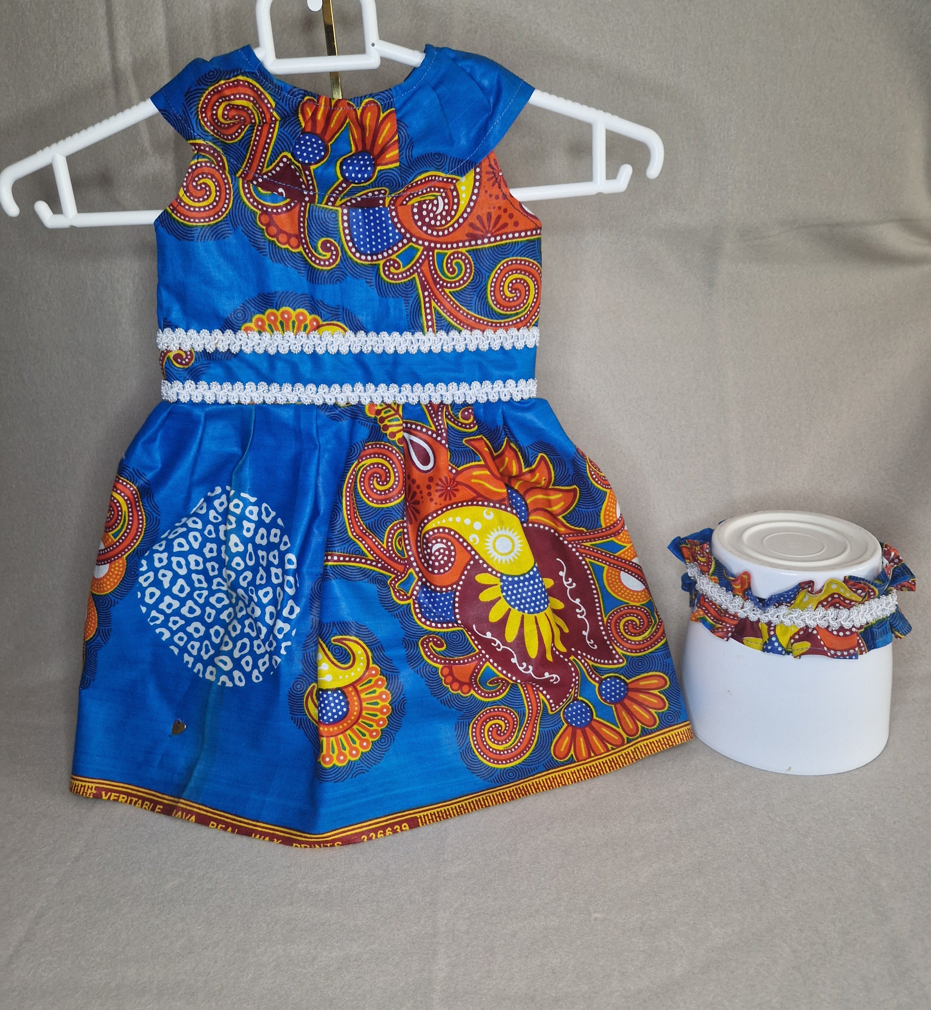 African Baby Dress – 12 Months | Blue Wax Print Dress(499kr)