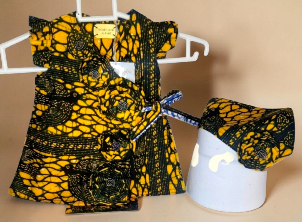 African waxprint Baby Pearl Dress & Headband Set(399kr)