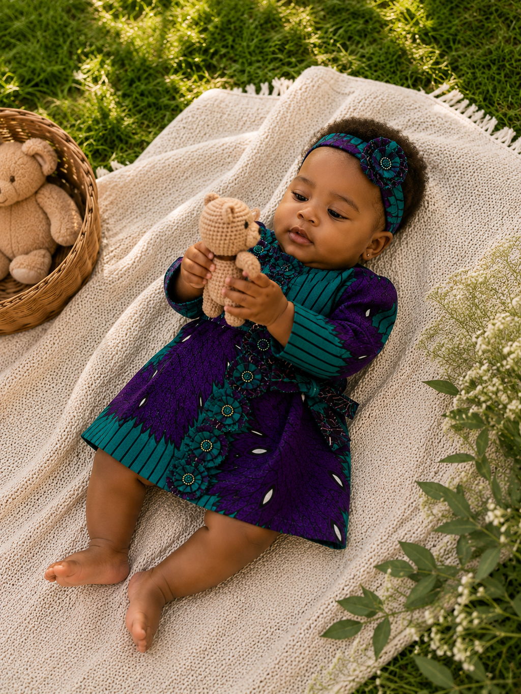 African Waxprint Baby Dress & Headband Set (399 kr)