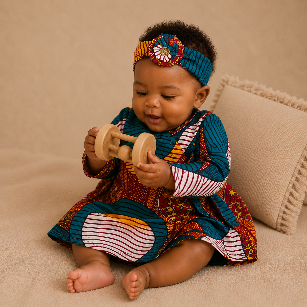 African Waxprint Baby Dress & Headband Set (399 kr)