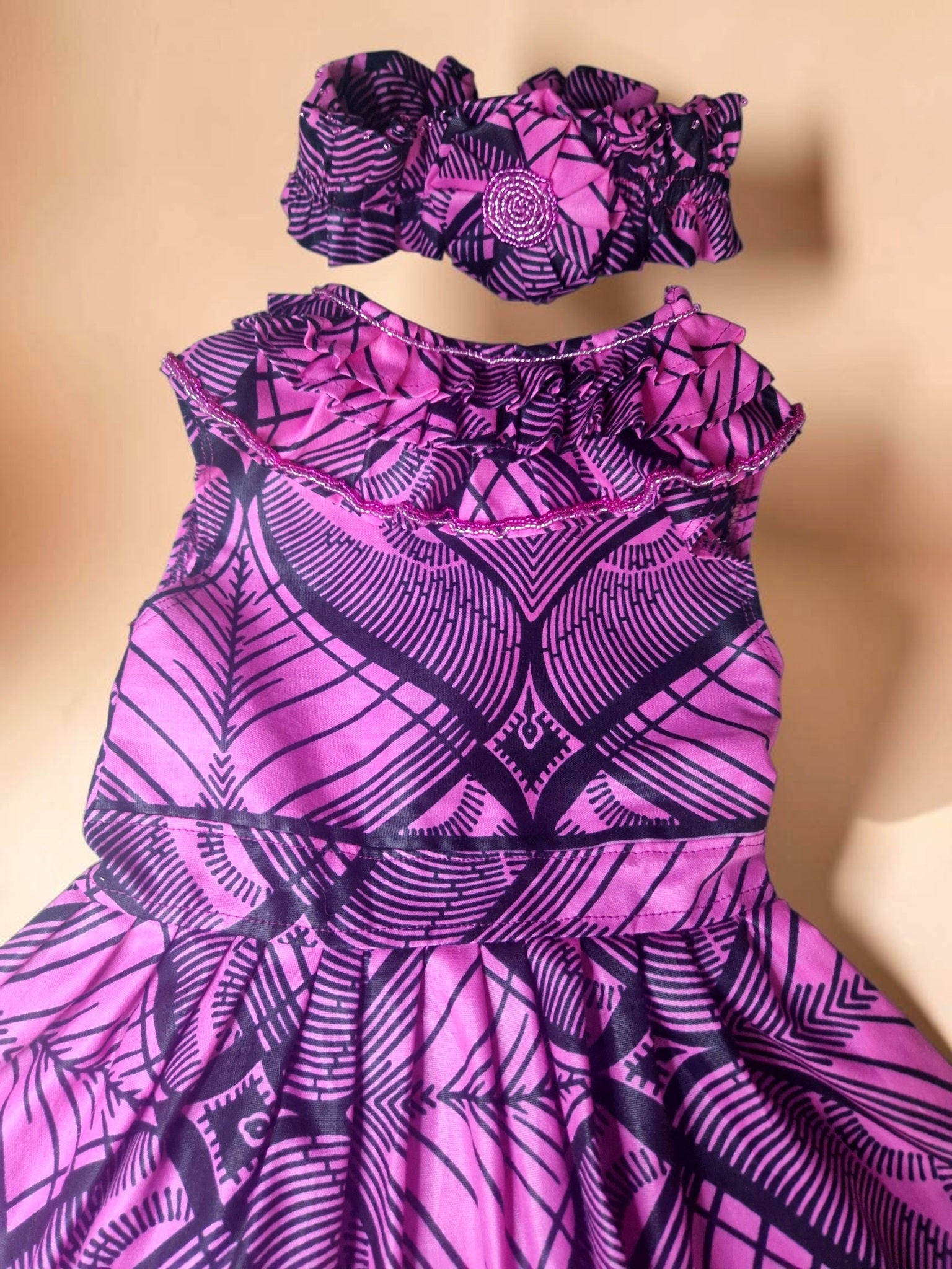 Hot Pink African Print Baby Dress with Matching Headband | 12–18 Months(549 kr)