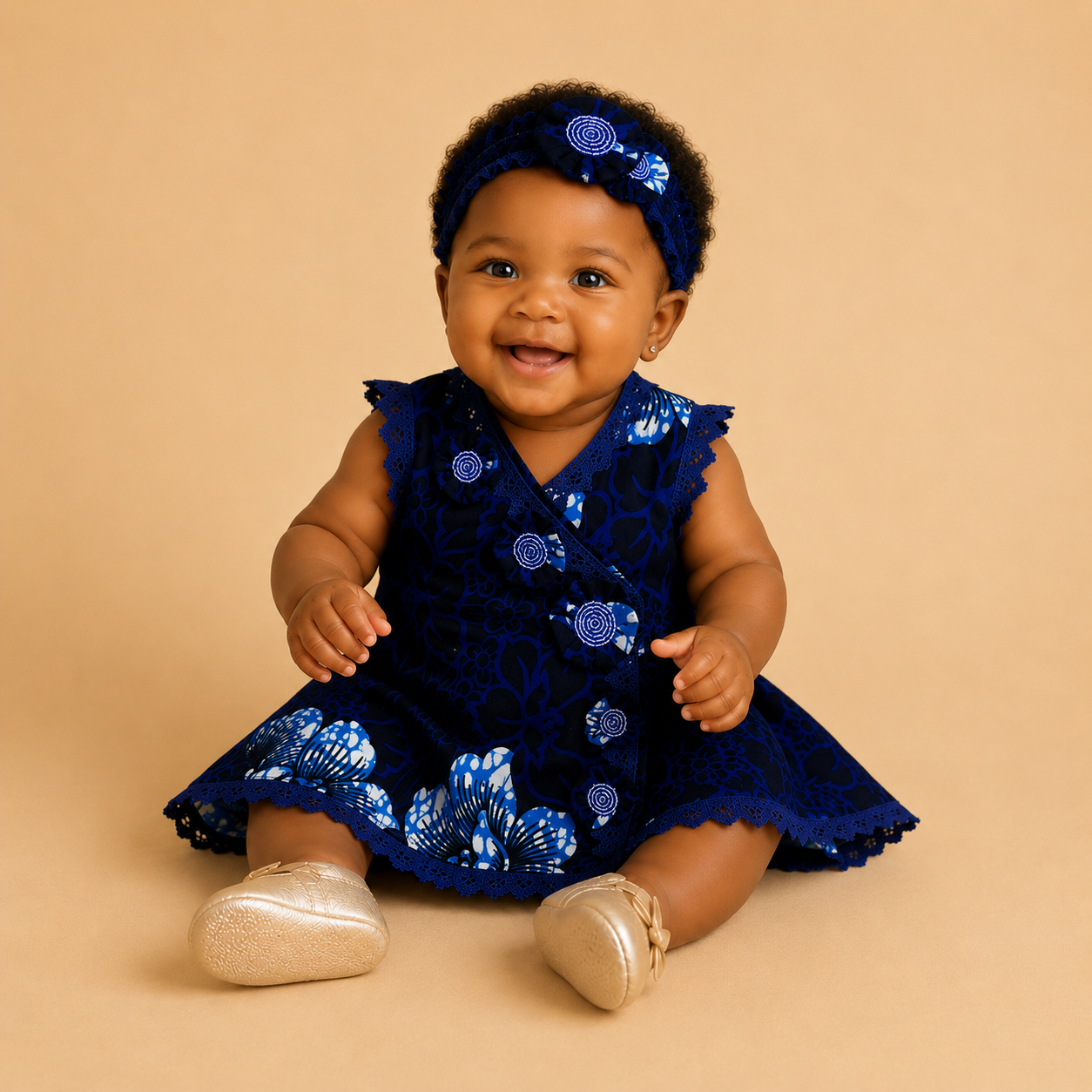 African waxprint Baby Dress & Headband Set(429 kr)