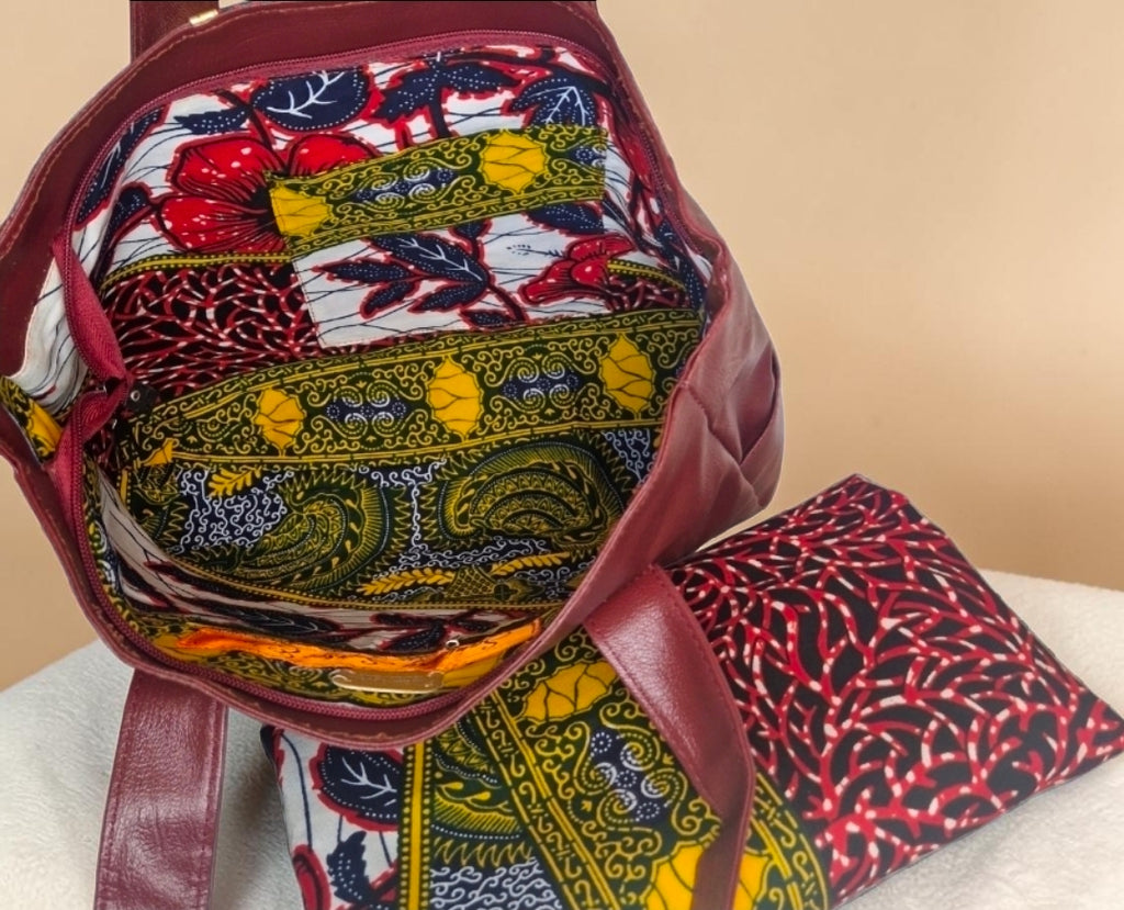 African waxprint/Vegan Leather -Shopper bag (995 kr)