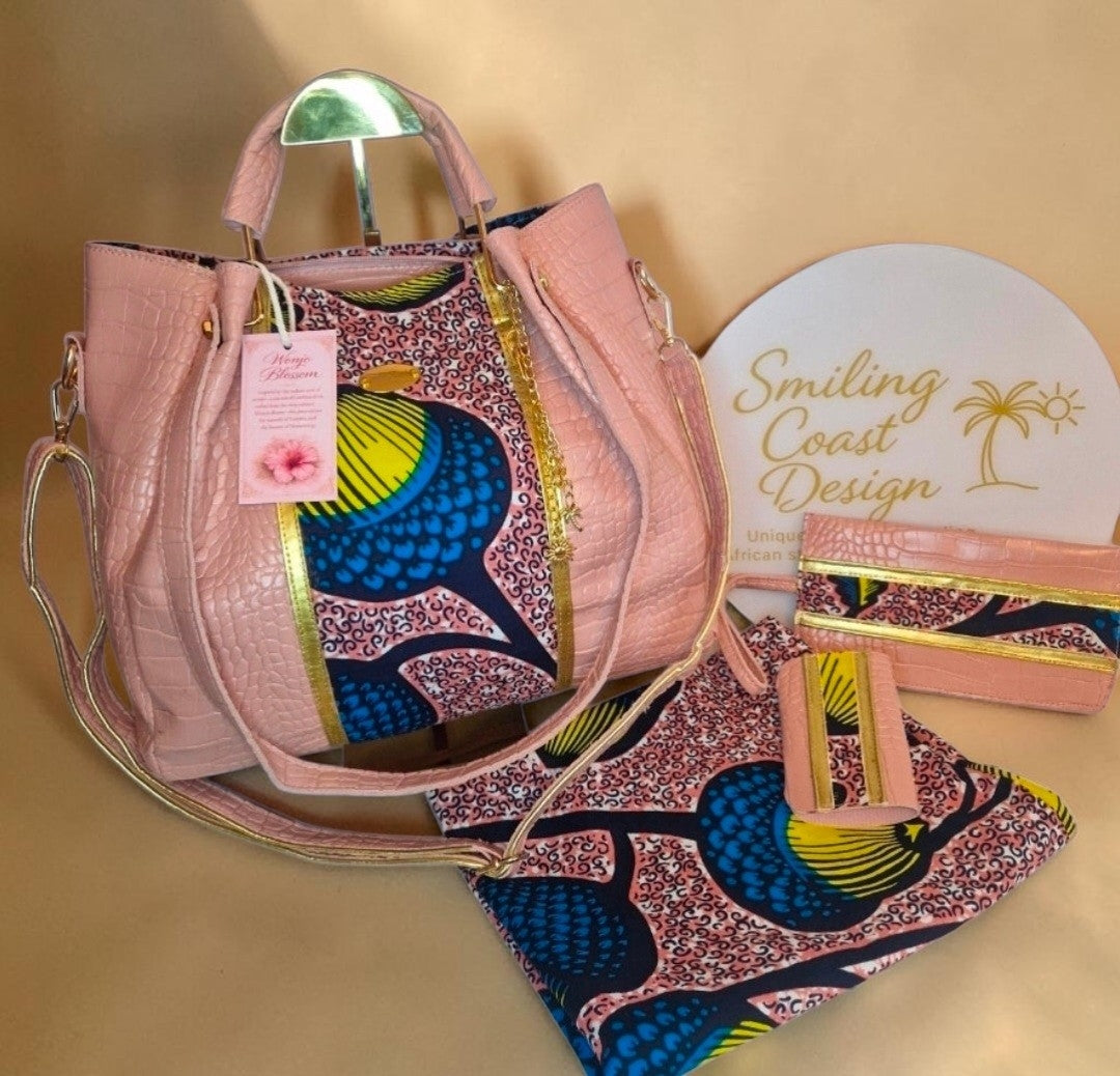 African Wax Print/ Vegan leather Handbag Set (1095 kr)