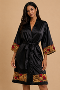African Waxprint/Black Satin Robe (699 kr)