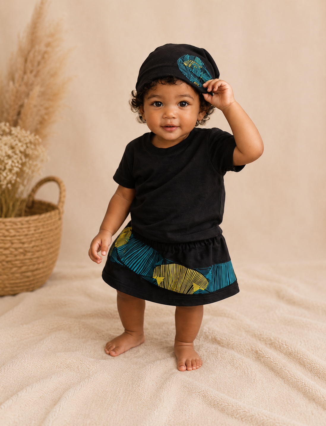African Wax Print/ Baby Skirt & Hat Set (349 kr)