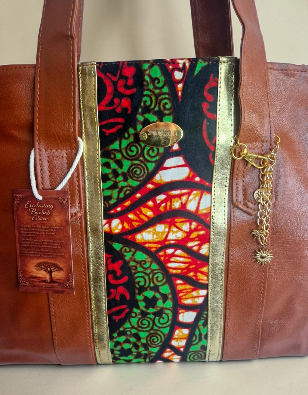 African Waxprint/Vegan Leather Shopper bag (1295 kr)