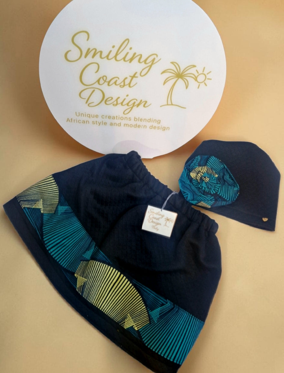 African Wax Print/ Baby Skirt & Hat Set (349 kr)