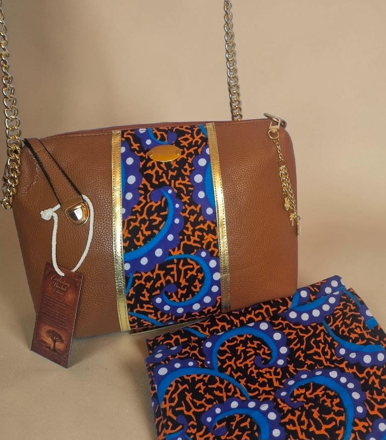 African waxprint/Vegan Leather Shoulder Bag (995 kr)