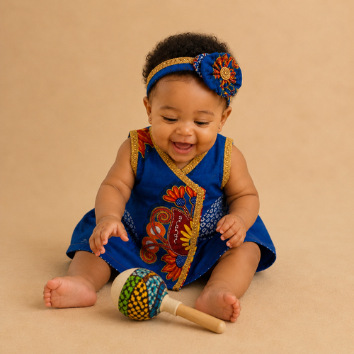 African Wax Print Baby Dress &  Headband Set (429 kr)