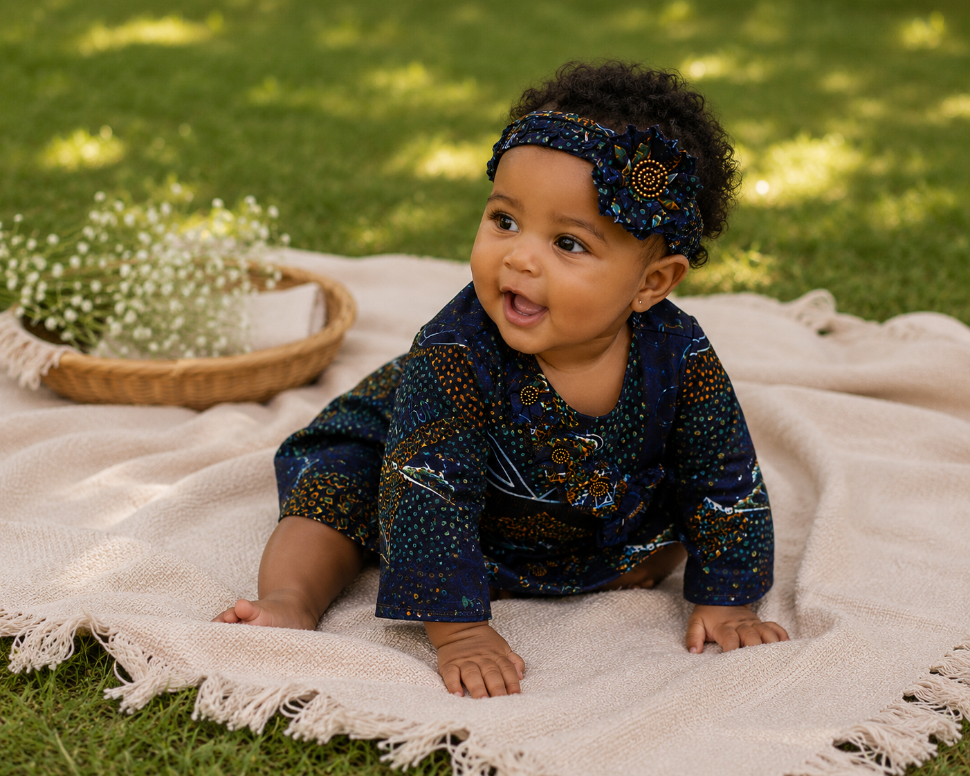 African waxprint Baby Dress and Headband  (349 kr)