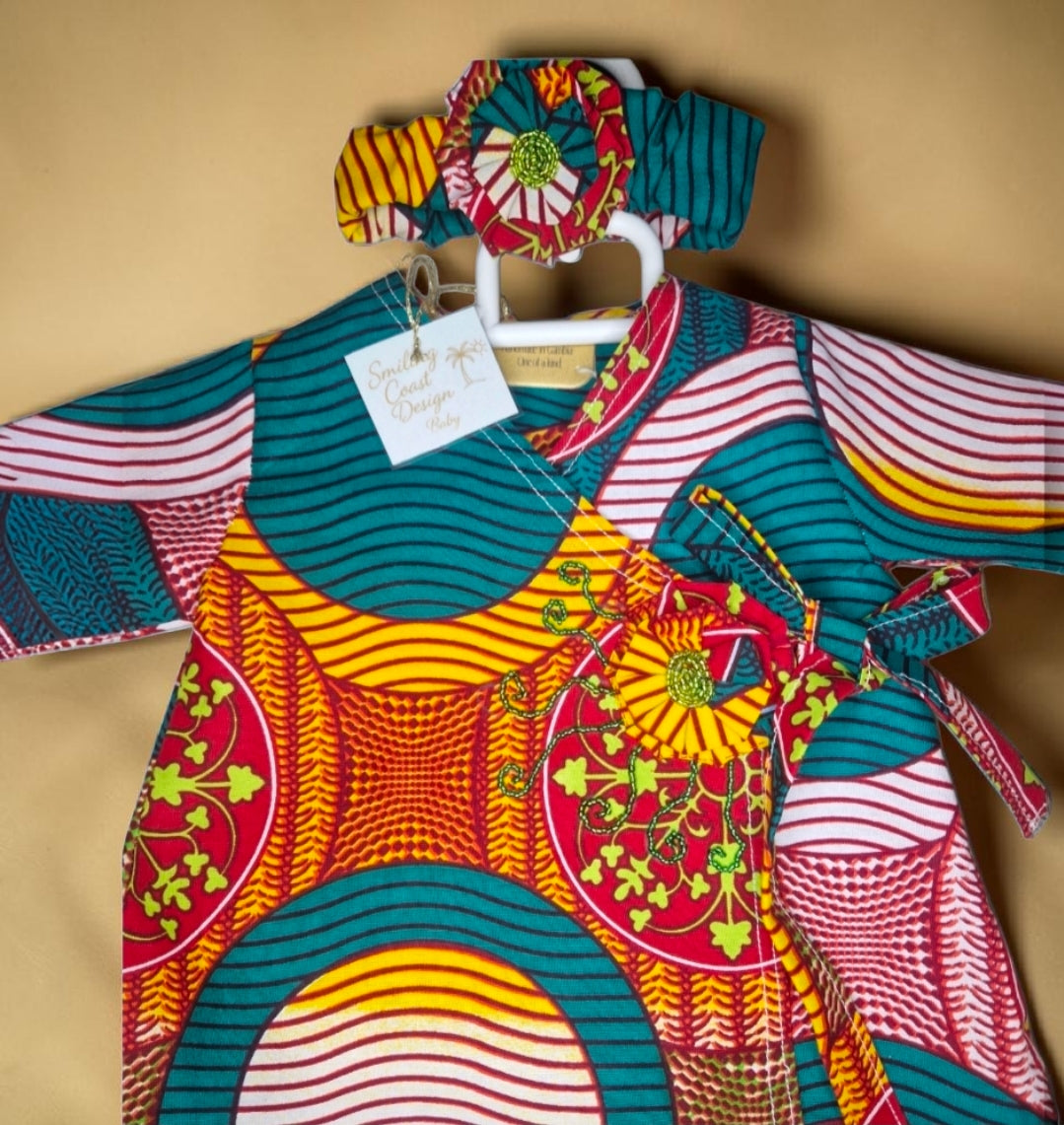 African Waxprint Baby Dress & Headband Set (399 kr)