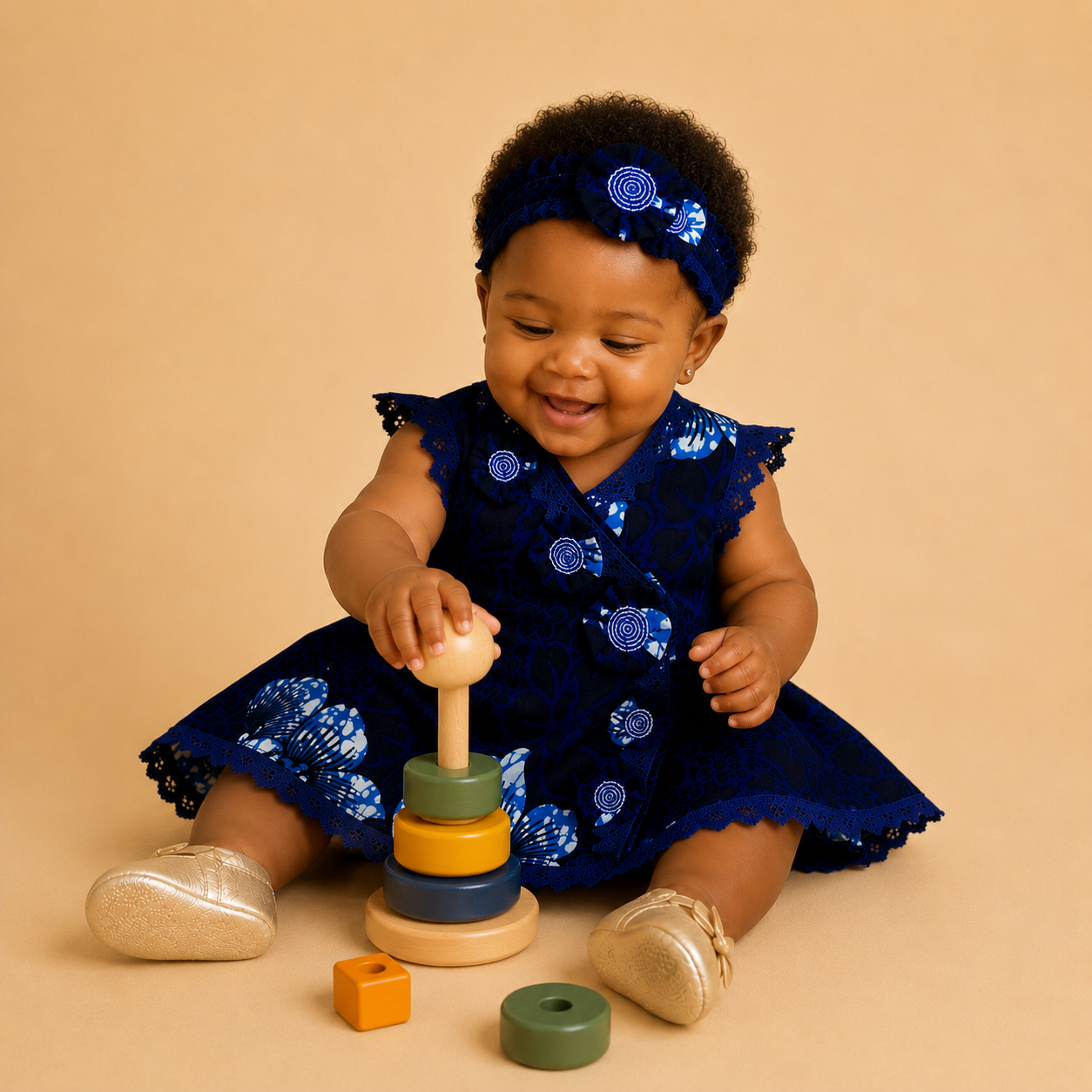 African waxprint Baby Dress & Headband Set(429 kr)