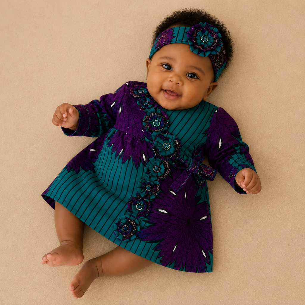 African Waxprint Baby Dress & Headband Set (399 kr)