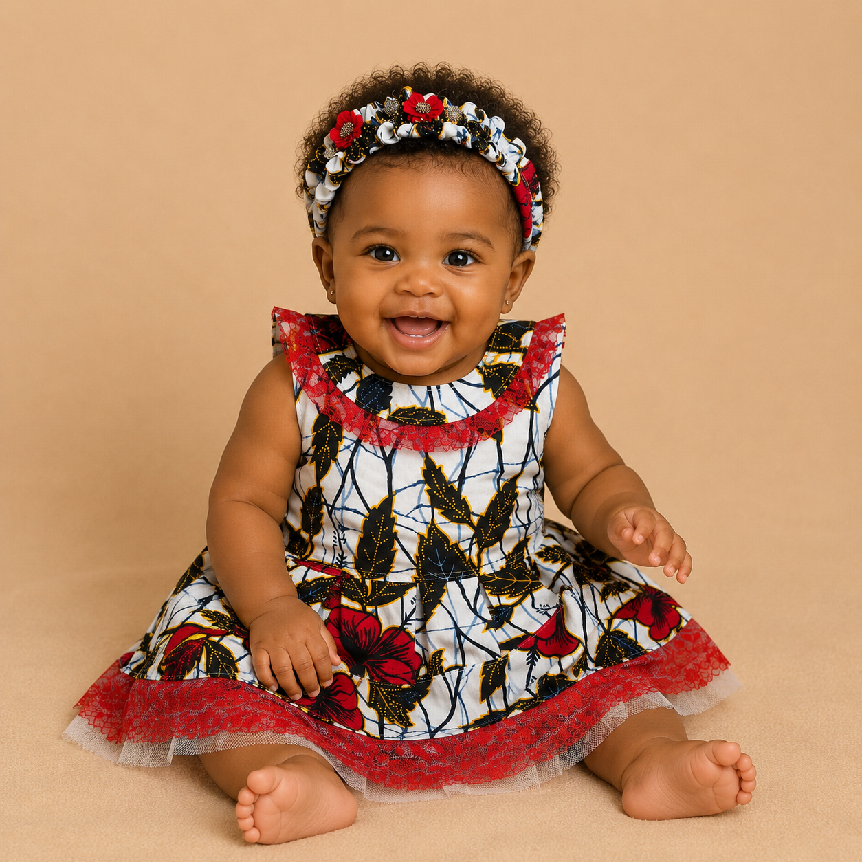African Wax Print Baby Dress & Headband Set – 9–12 Months(449 kr)