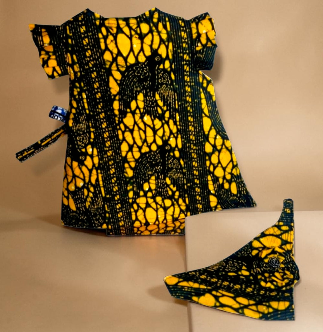 African waxprint Baby Pearl Dress & Headband Set(399kr)