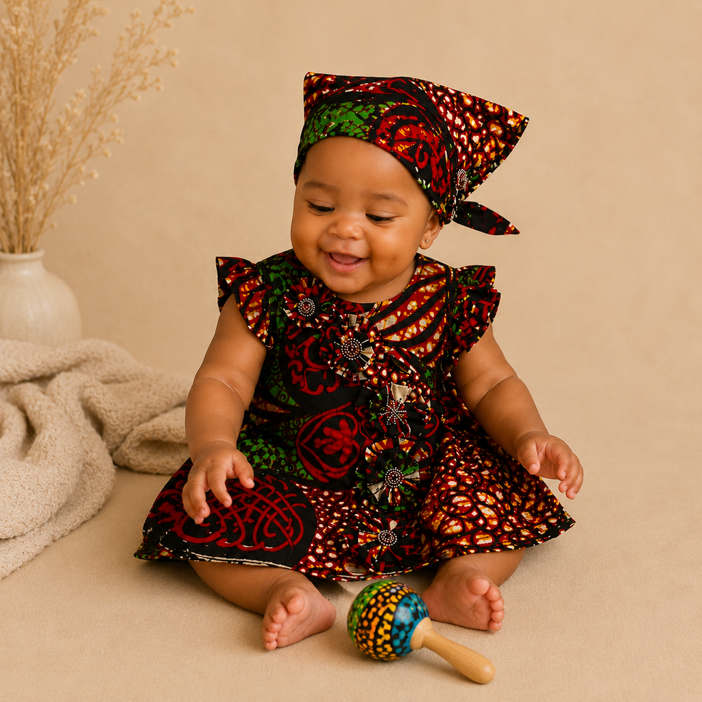 African waxprint Baby dress & Headband Set (399 kr)
