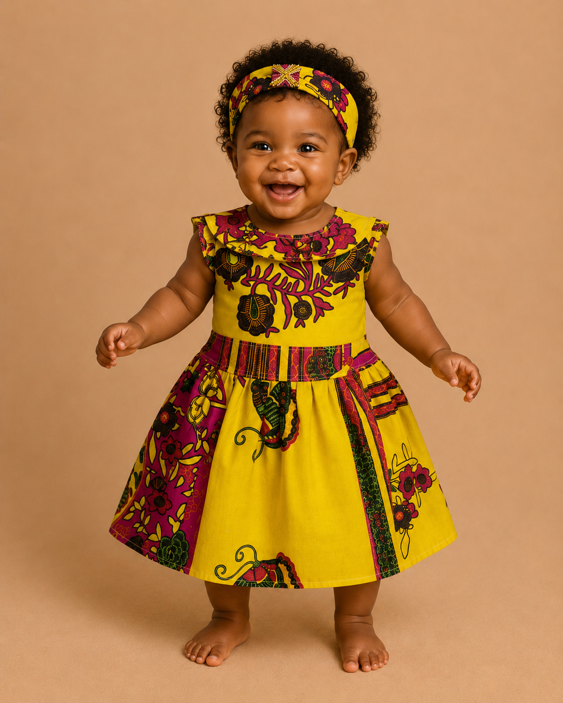 African waxprint baby dress and headband/ Size 12-18 months(499 kr)