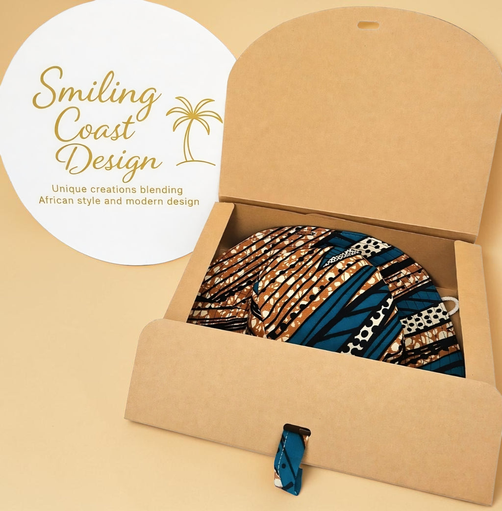 African Wax Print Baby Set –  Sun Hat, Bib & Pacifier Clip(499 kr)