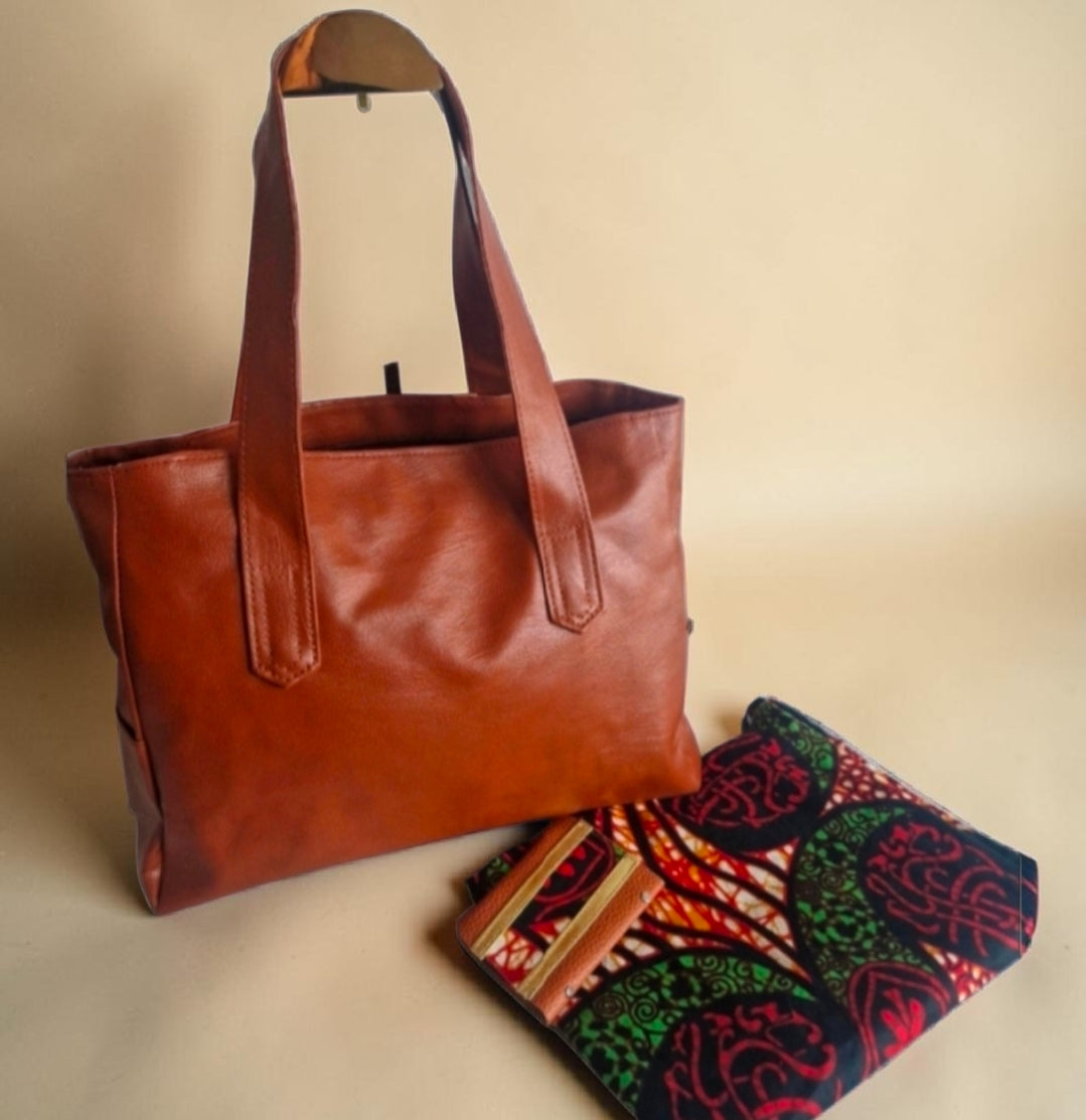 African Waxprint/Vegan Leather Shopper bag (1295 kr)