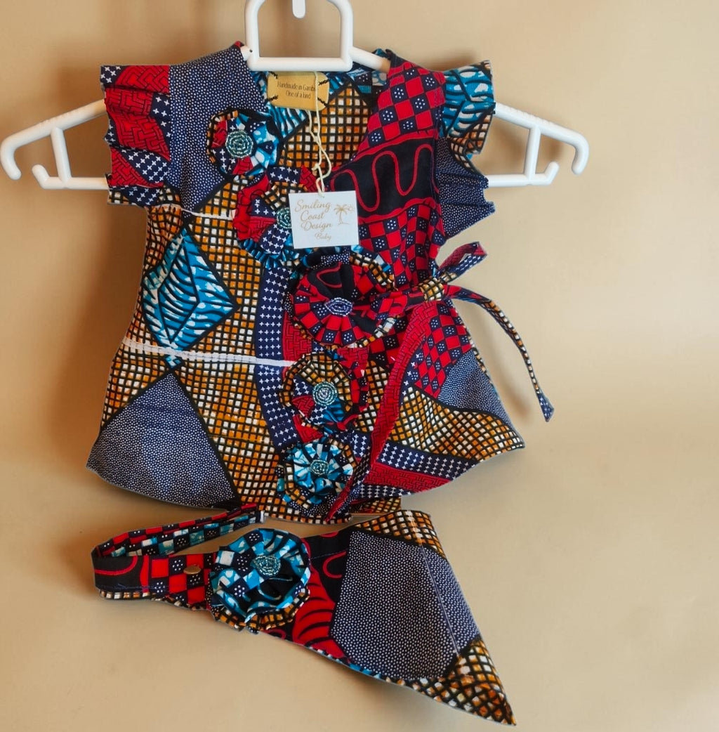 African waxprint Baby Dress and headscarf (399 kr)