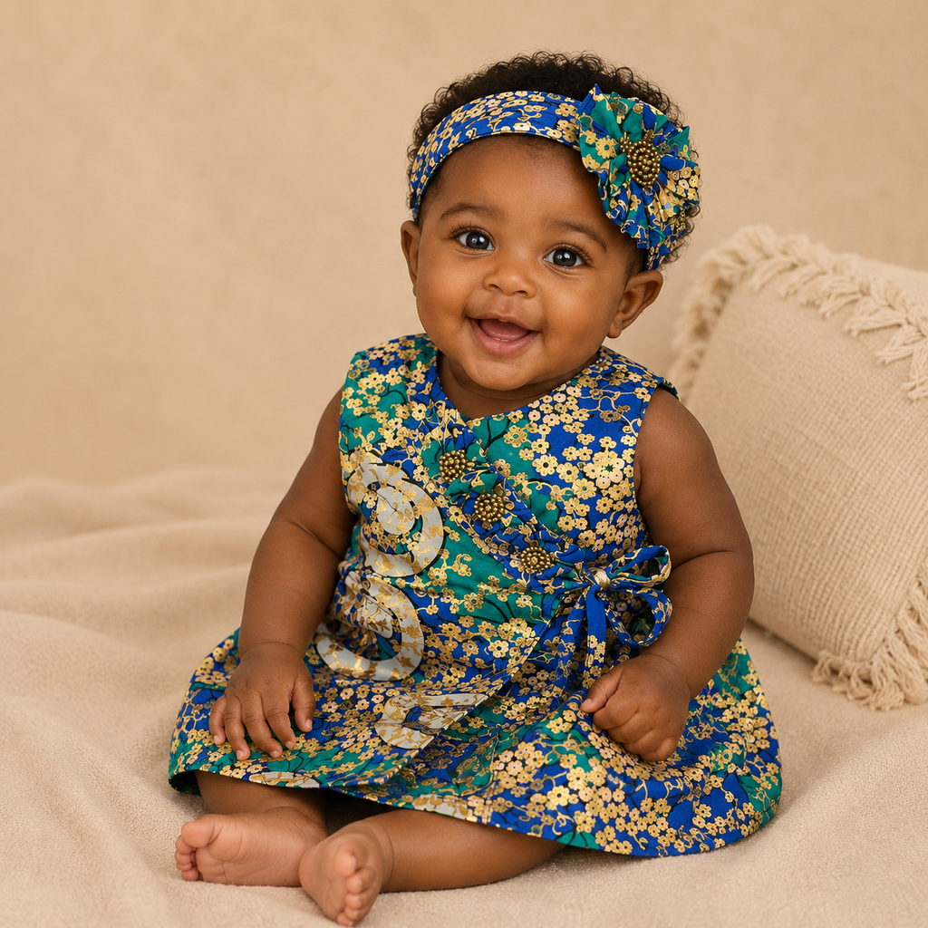 African waxprint Baby Dress & Headband Set (349 kr)