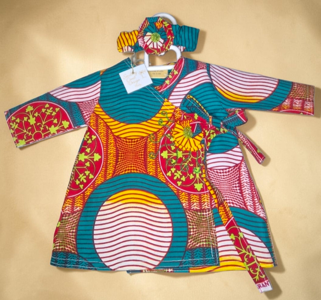 African Waxprint Baby Dress & Headband Set (399 kr)