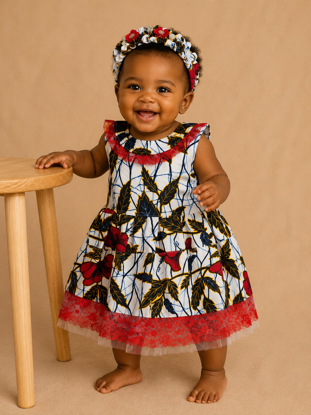 African Wax Print Baby Dress & Headband Set – 9–12 Months(449 kr)