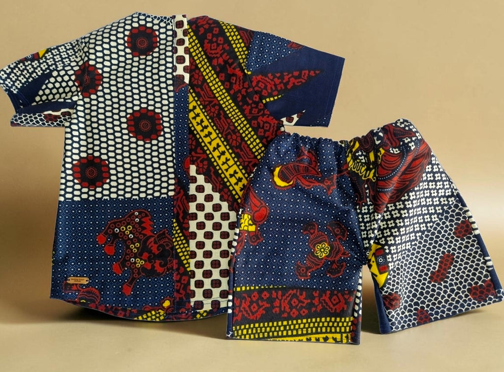 African Baby Outfit Set – Wax Print Shirt & Shorts (429 kr)