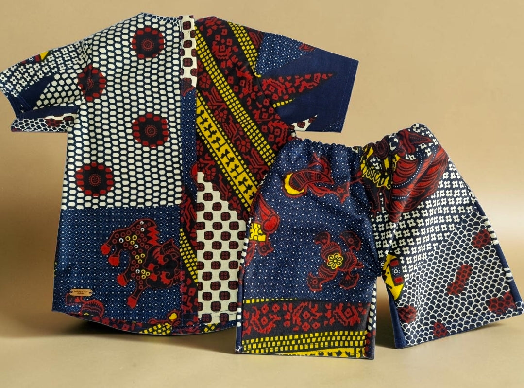 African Baby Outfit Set – Wax Print Shirt & Shorts (429 kr)