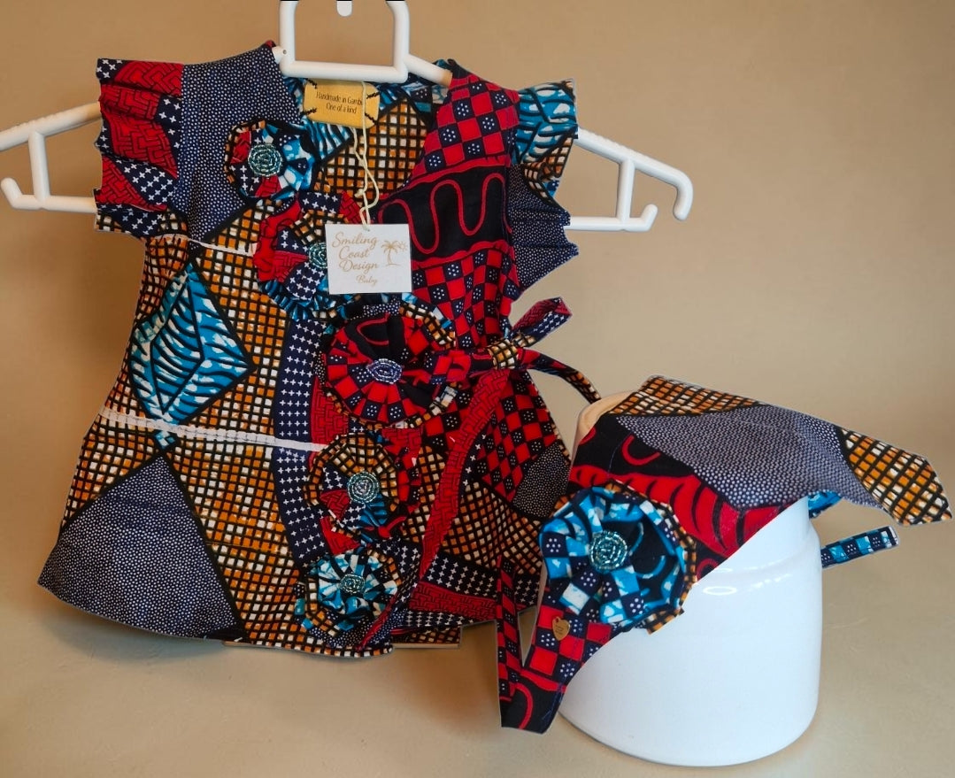 African waxprint Baby Dress and headscarf (399 kr)