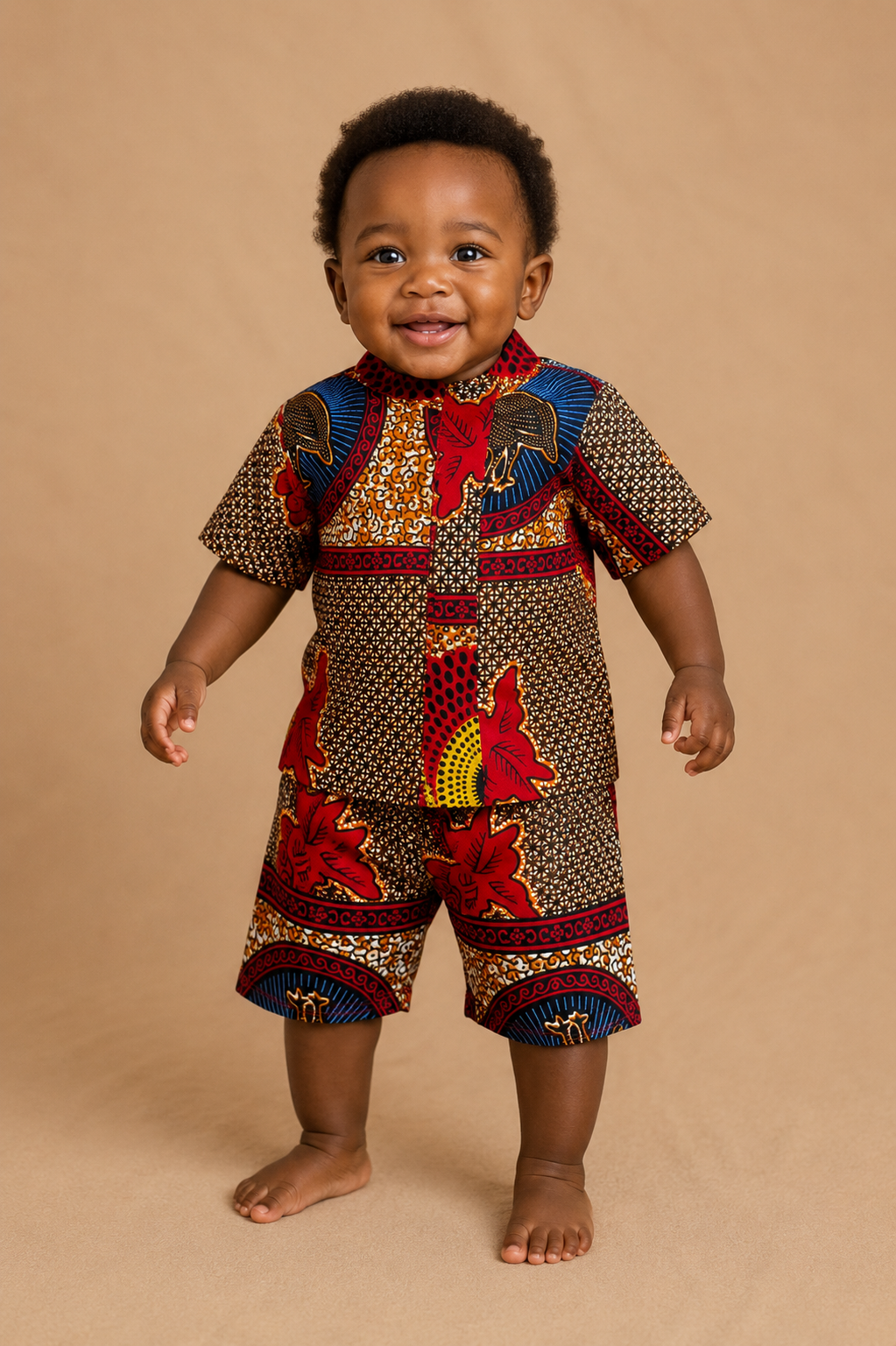 African Wax Print Shirt & Shorts Set – 12–18 Months(549 kr)