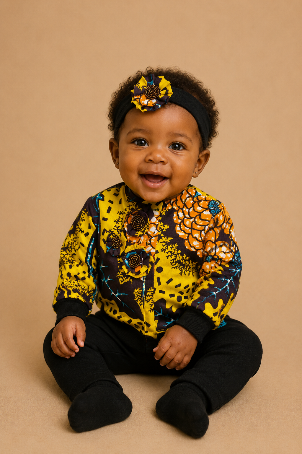 African Waxprint Baby Jacket & Headband Set Size 62 (499kr)
