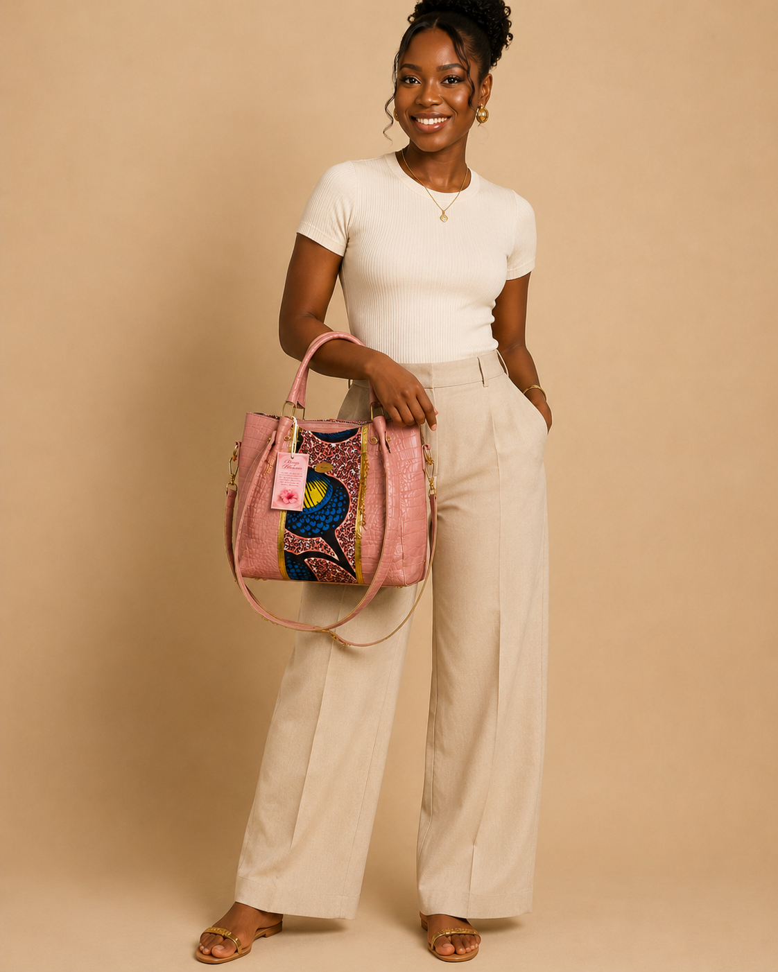 African Wax Print/ Vegan leather Handbag Set (1095 kr)