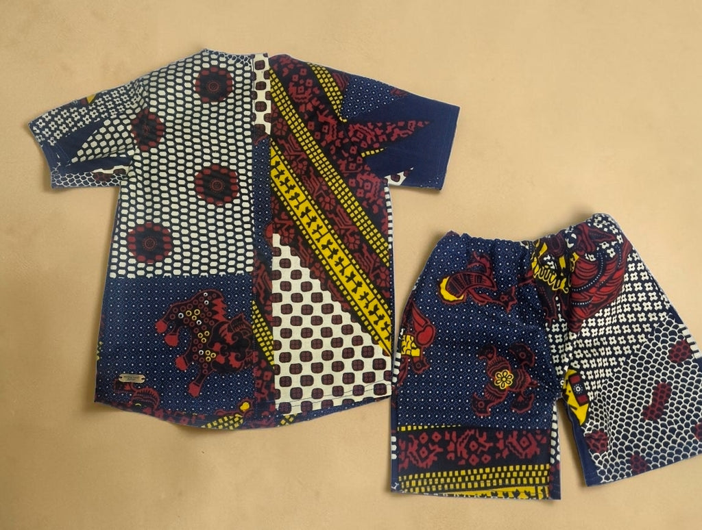 African Baby Outfit Set – Wax Print Shirt & Shorts (429 kr)