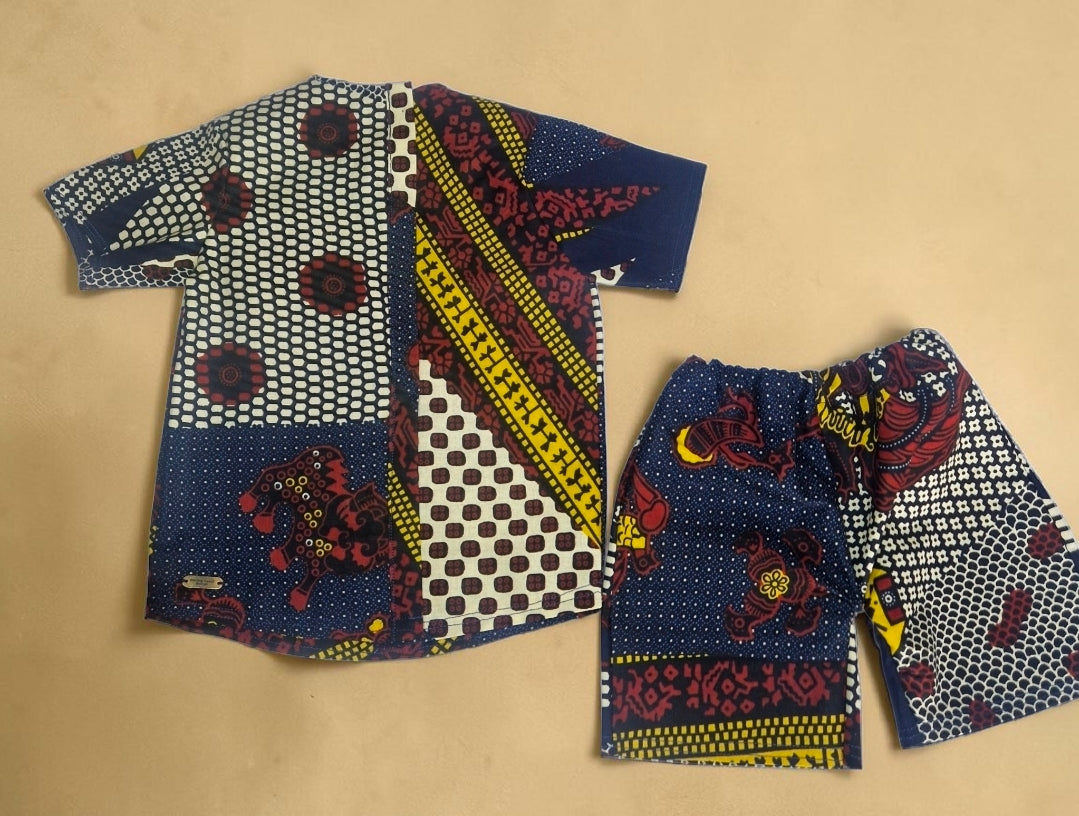 African Baby Outfit Set – Wax Print Shirt & Shorts (429 kr)