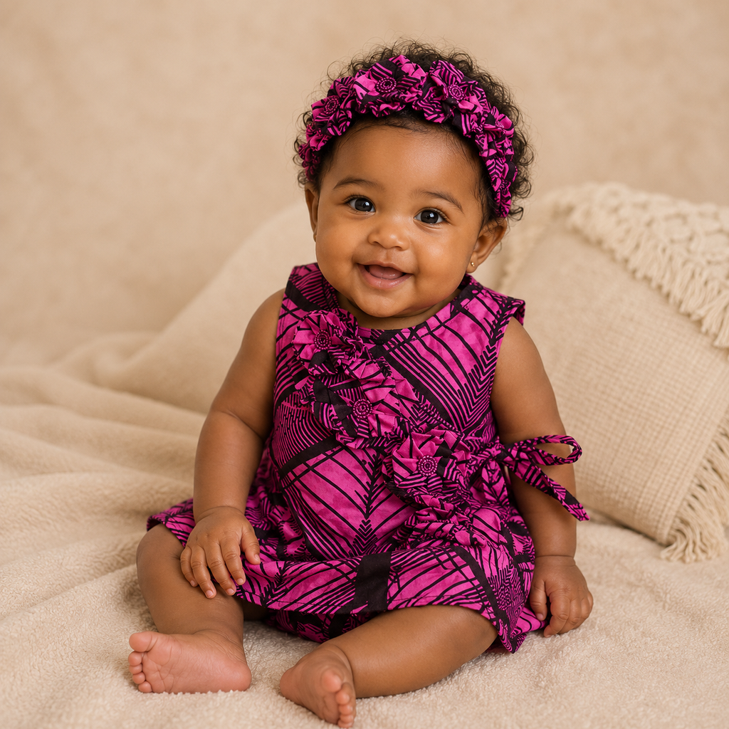 African waxprint Baby Dress & Headband (399kr)