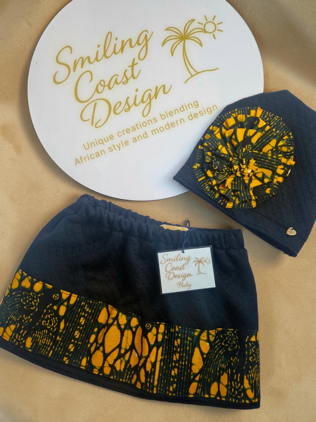 African Wax Print Baby Skirt & Hat Set (399kr)