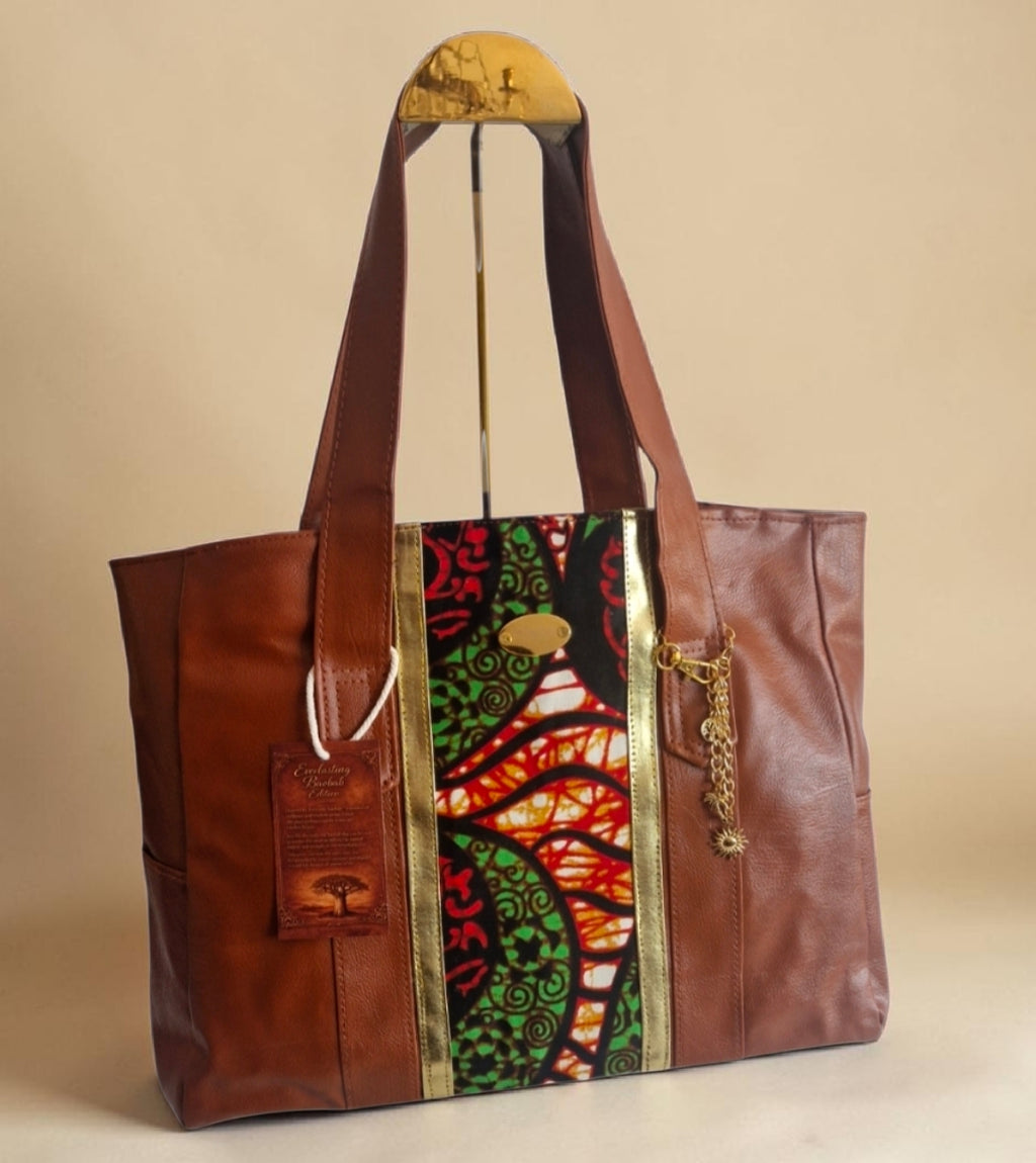 African Waxprint/Vegan Leather Shopper bag (1295 kr)