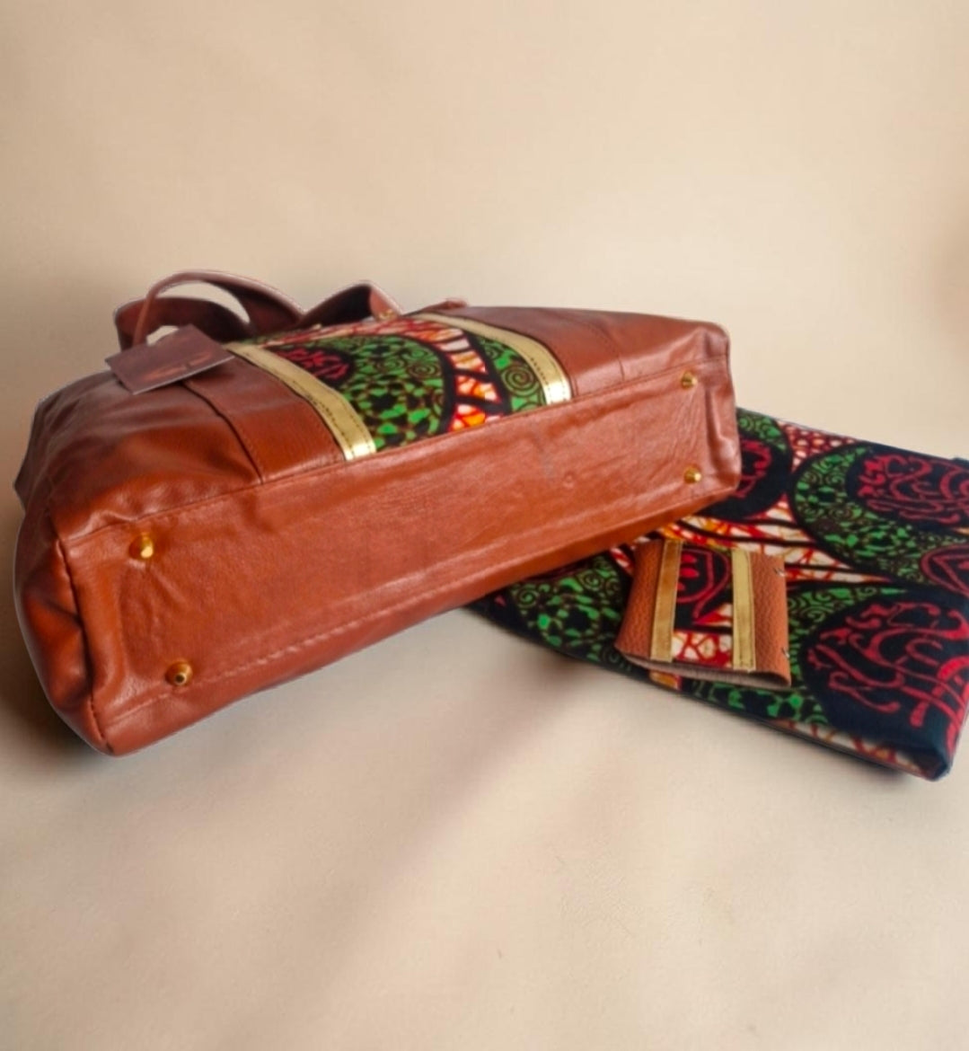 African Waxprint/Vegan Leather Shopper bag (1295 kr)