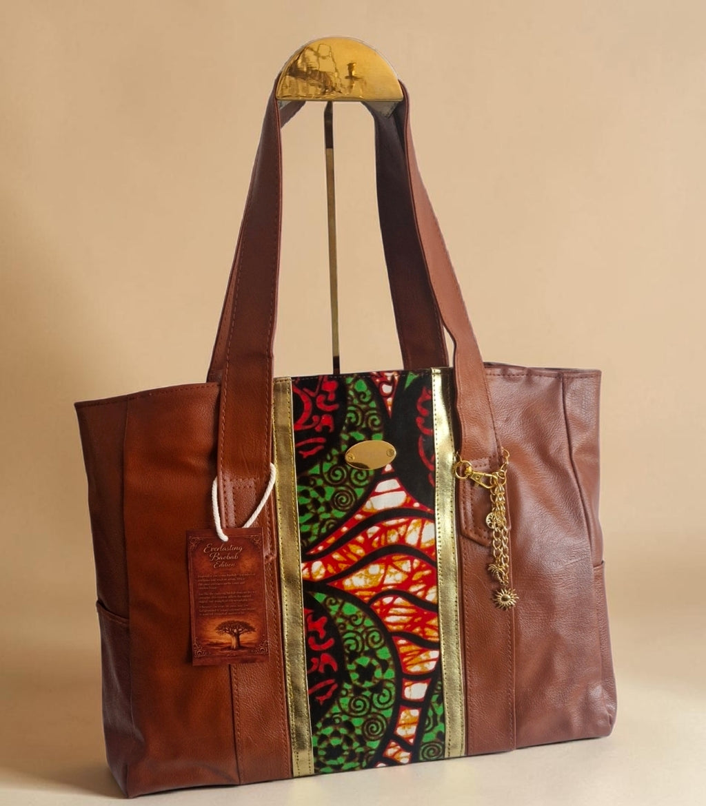African Waxprint/Vegan Leather Shopper bag (1295 kr)