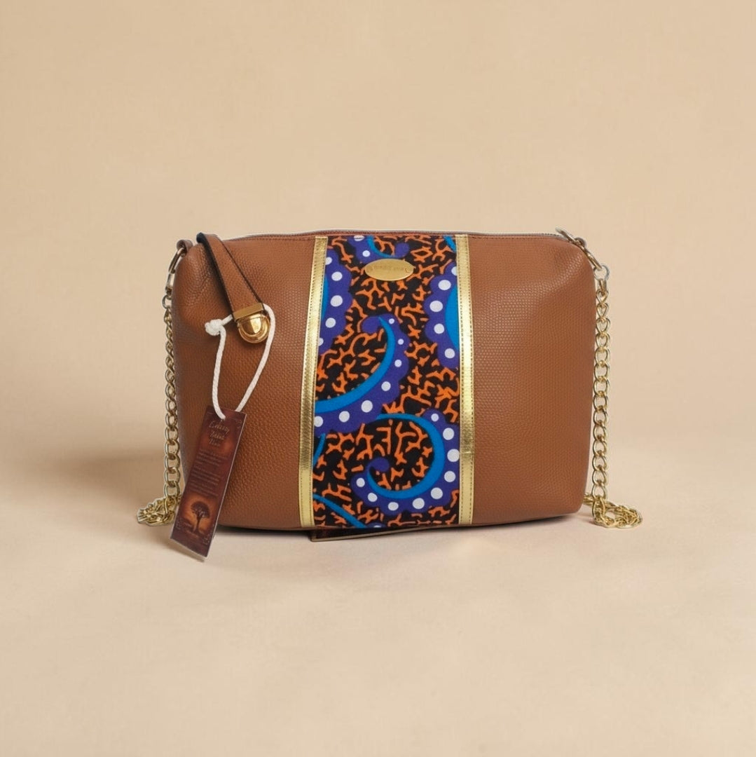 African waxprint/Vegan Leather Shoulder Bag (995 kr)